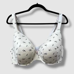 Cacique Bra Women's 42DDD Cream Black Floral Lightly Lined Full Coverage 4 Hook